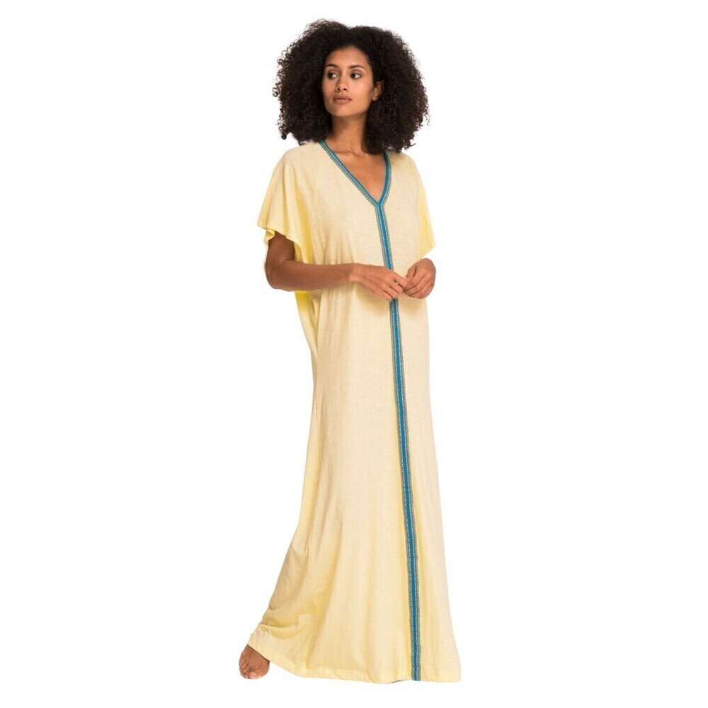 NWT PITUSA Pima Abaya Cold Shoulder Cover Up Dress Yellow Lemon One Size (107)